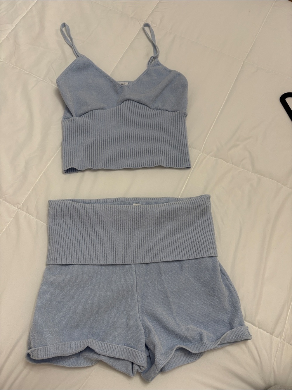 NEVER WORN Garage Light Blue Knit Cami and Shorts Sleep Set